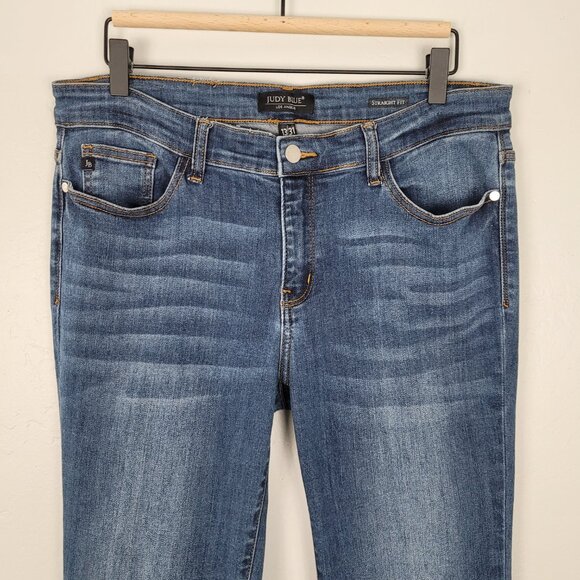 Judy Blue Straight Fit Jeans Stretch Denim Mid Rise Medium Wash Blue Size 31 - Picture 2 of 14